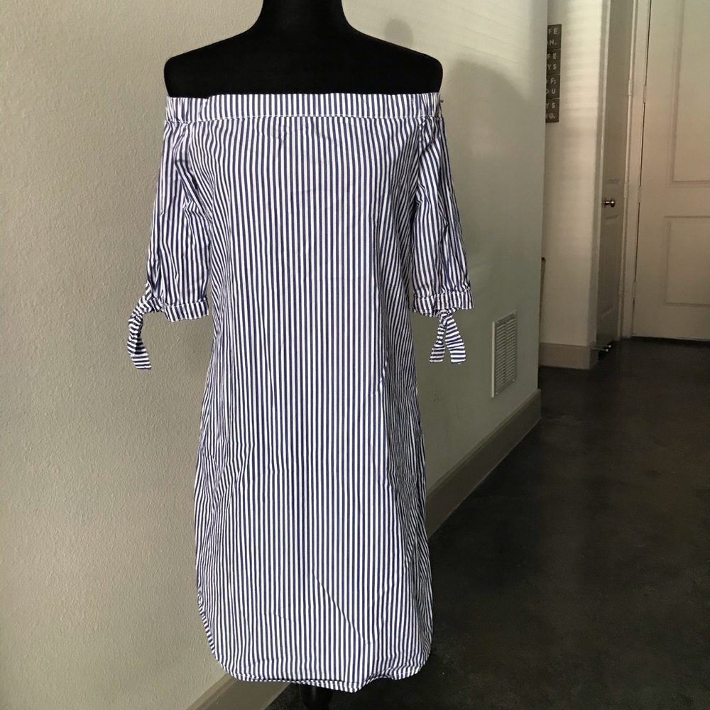 APT 9 Striped Off-Shoulder Dress